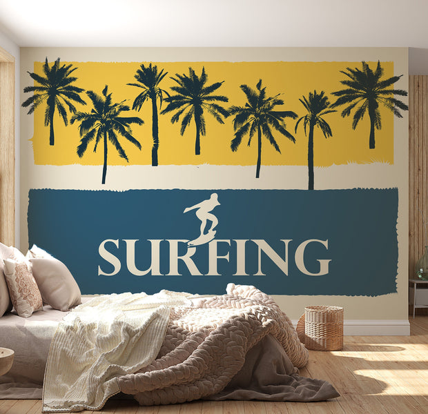 Tropical Wallpaper Wall Mural - Surfing-Tiptophomedecor