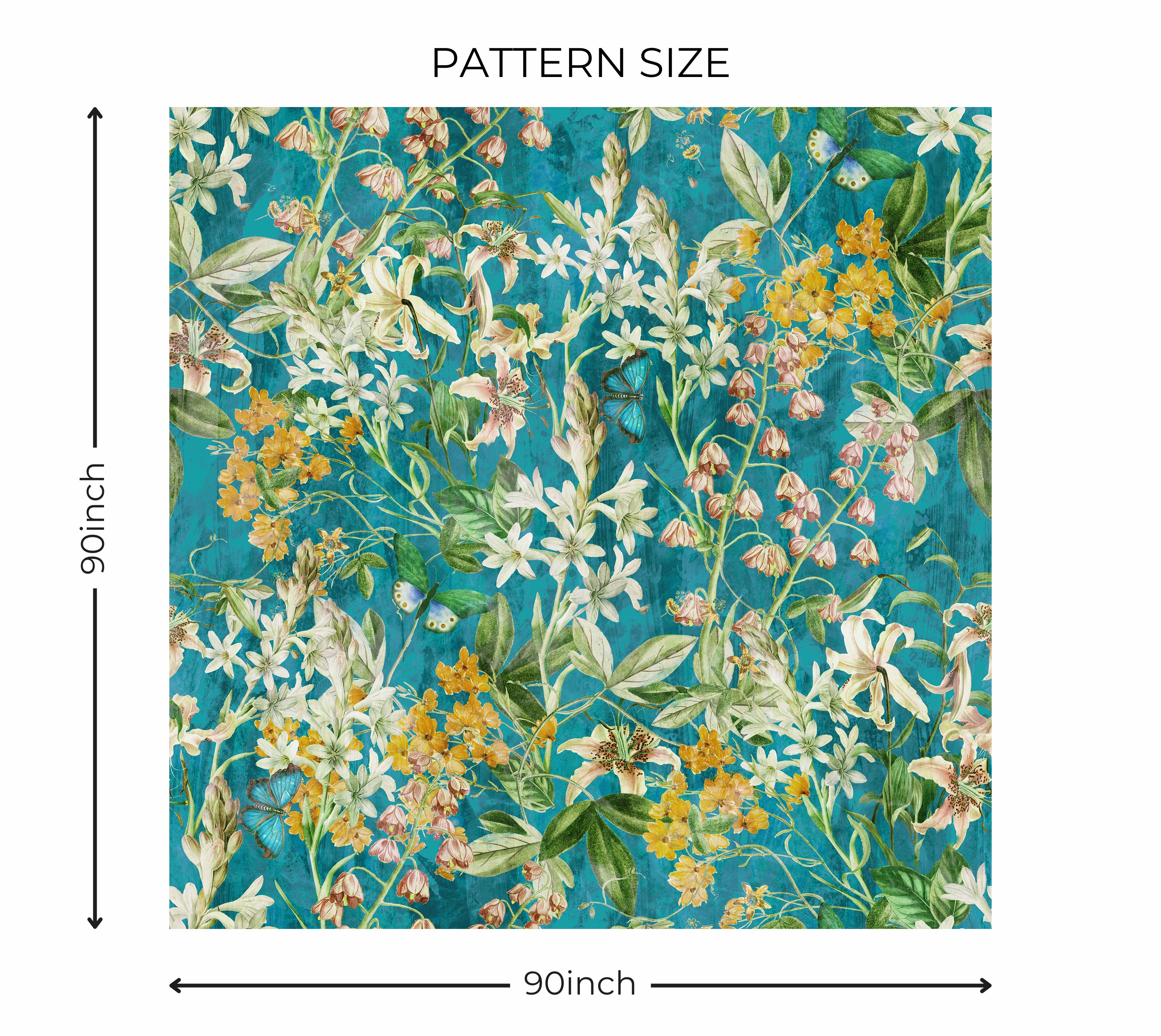 Premium Wallpaper Wall Mural - Spring Garden  Aqua Blue