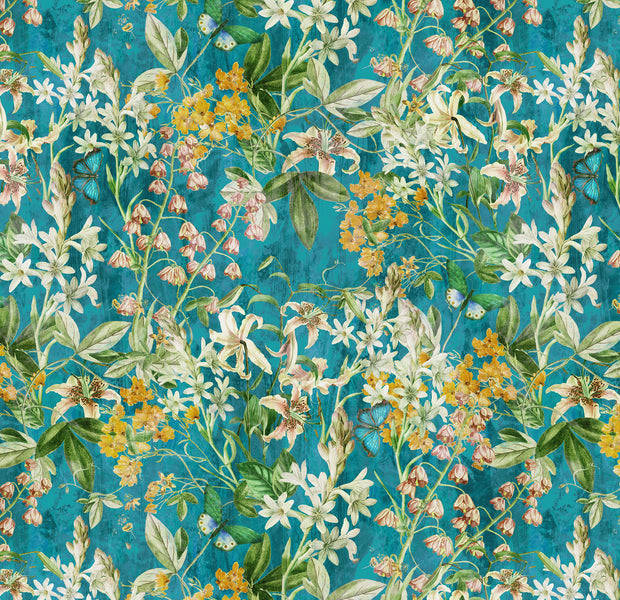 Premium Wallpaper Wall Mural - Spring Garden  Aqua Blue