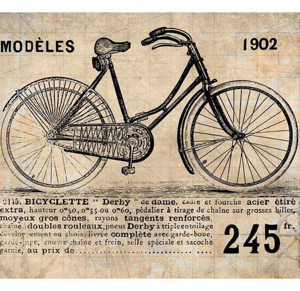 Vintage Wallpaper Wall Mural - Old Bicycle in Sepia