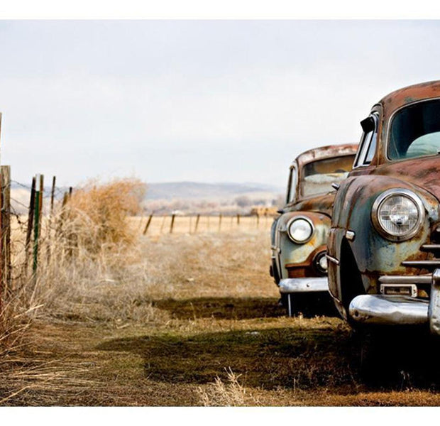 Vintage Wallpaper Wall Mural - Two Old American Cars