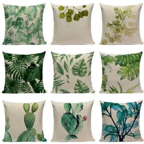 Blue Green Botanical Cushion Covers