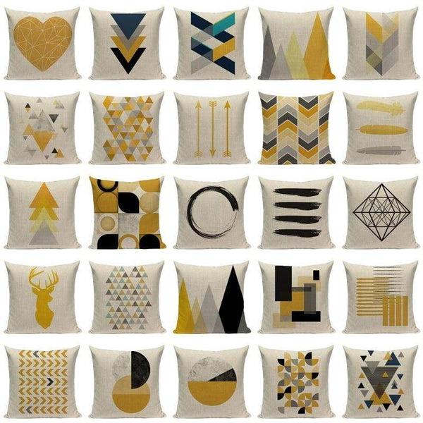 Yellow Blue Grey Cushion Covers