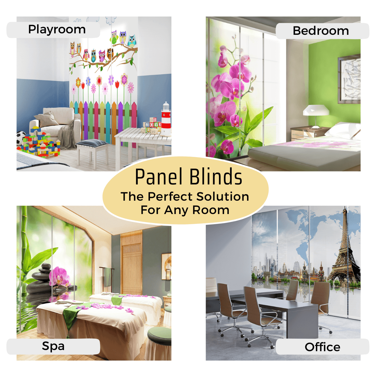 Description Set of 4 Sliding Panel Track Blinds Sunbeams In The Forest