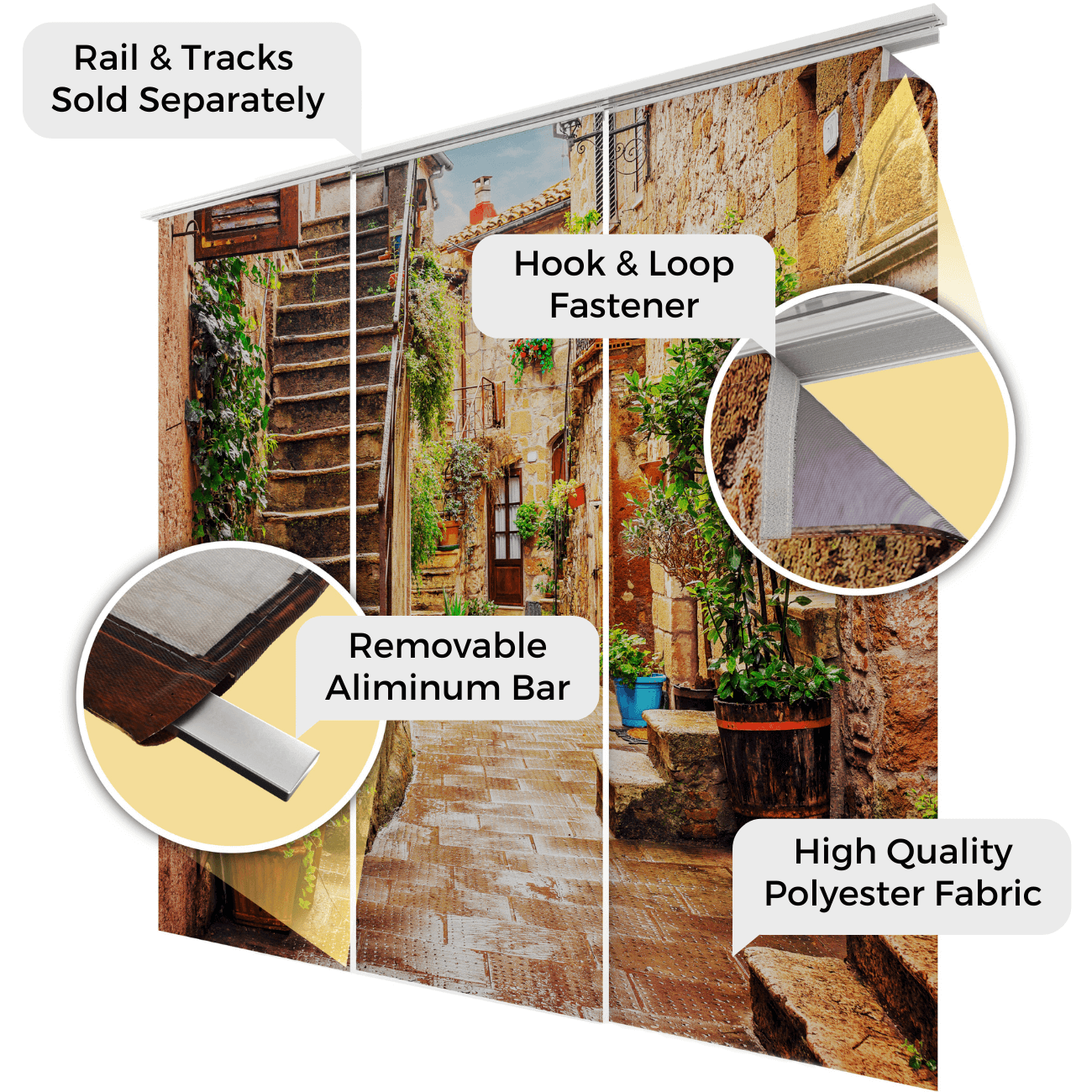 Tiptophomedecor Set of 6 Panel Blinds Air Flowers with Golden Elements