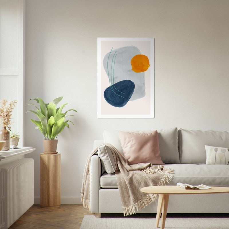 Blue Orange Shapes Abstract Poster 01
