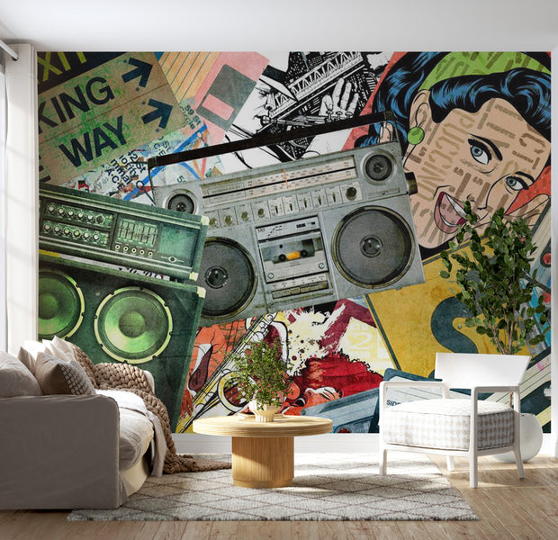 Peel & Stick Street Art Wall Mural - Graffiti Pop Art Girl - Removable Wall Decals