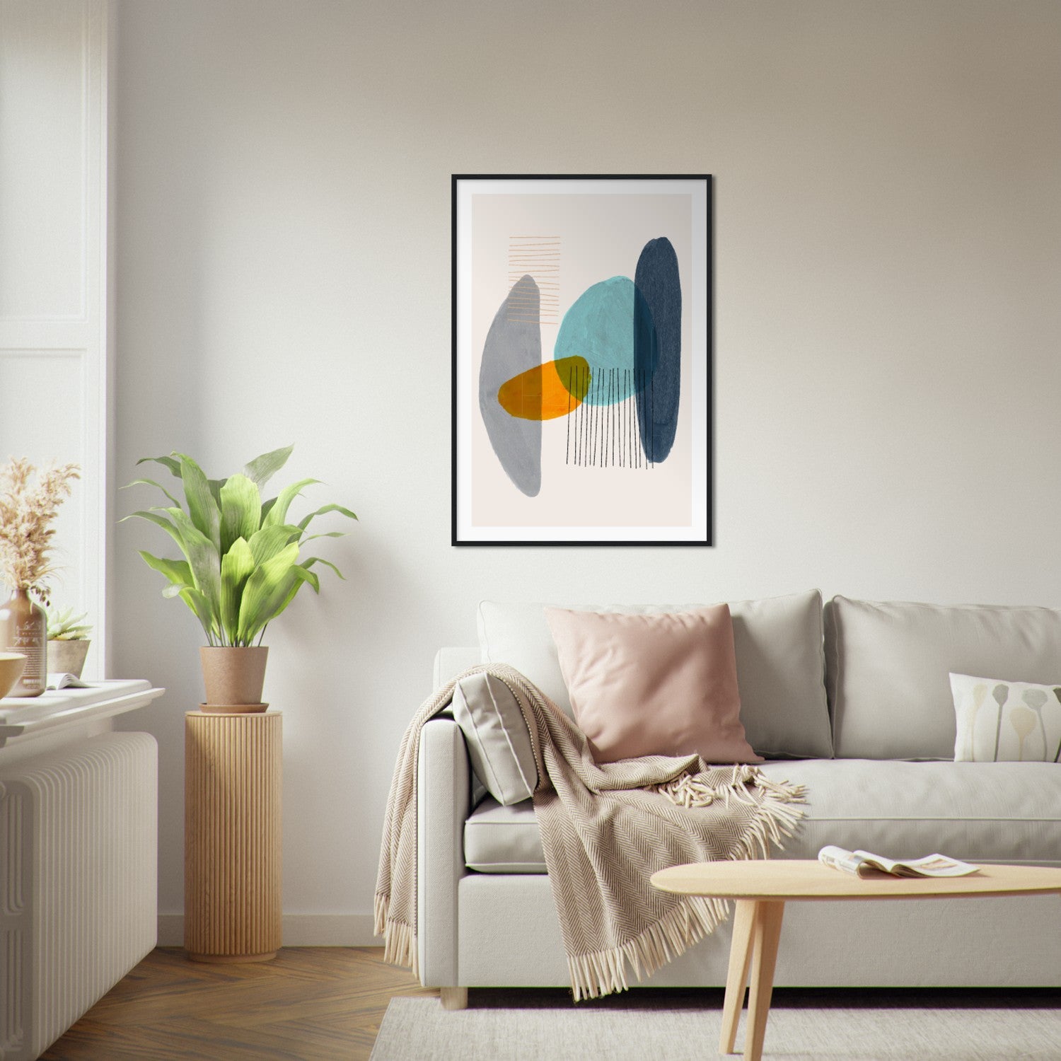 Blue Orange Shapes Abstract Poster 02