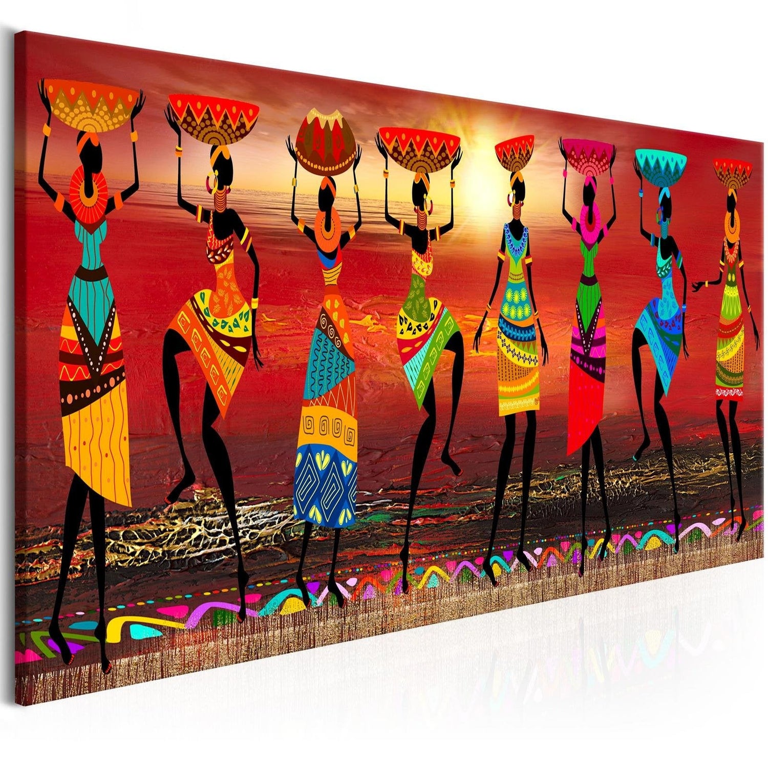 Abstract Stretched Canvas Art - African Women Dancing-Tiptophomedecor