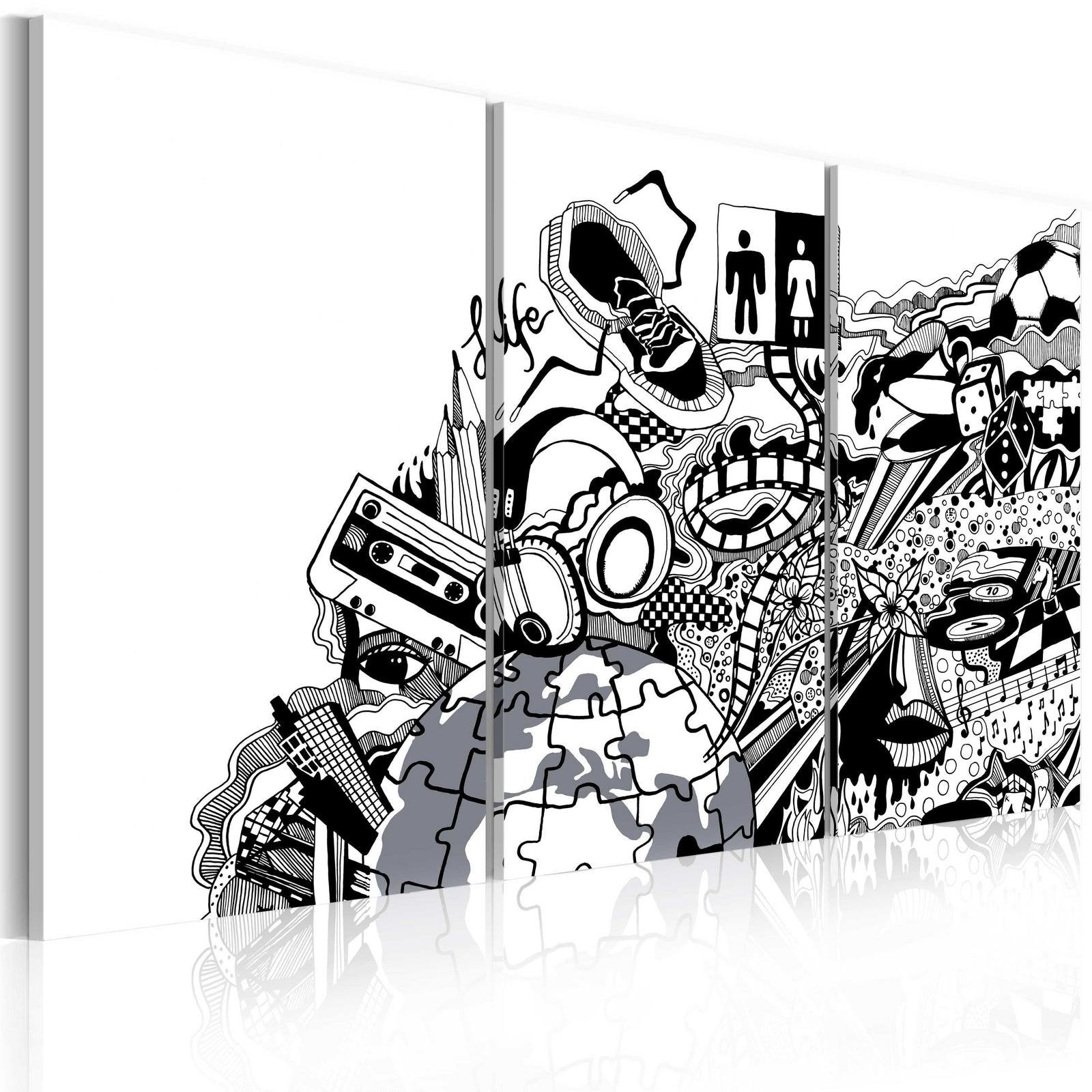 Abstract Stretched Canvas Art - Artistic Mess - Triptych-Tiptophomedecor