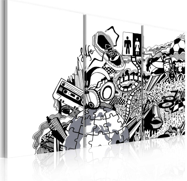 Abstract Stretched Canvas Art - Artistic Mess - Triptych-Tiptophomedecor