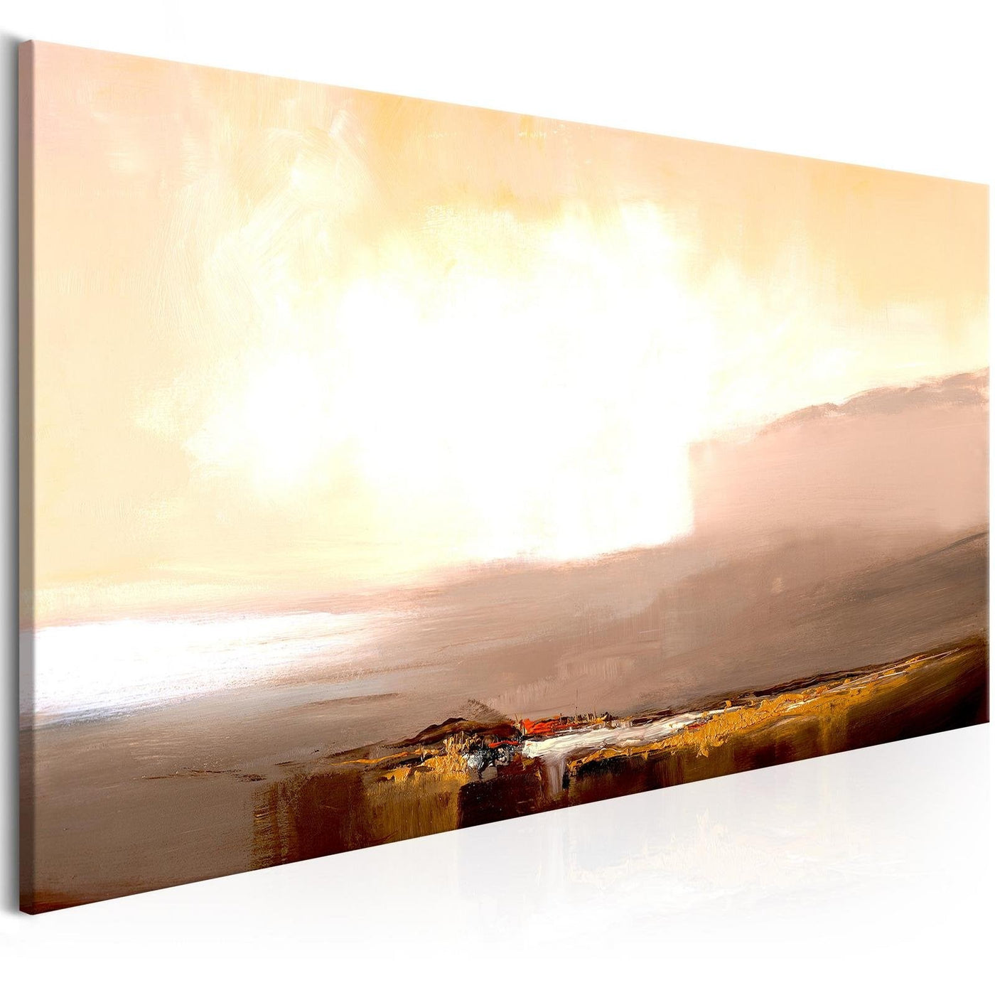 Abstract Stretched Canvas Art - Beginning Of The End Beige Narrow-Tiptophomedecor