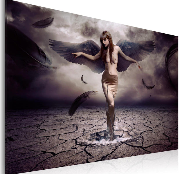 Abstract Stretched Canvas Art - Black Angel-Tiptophomedecor