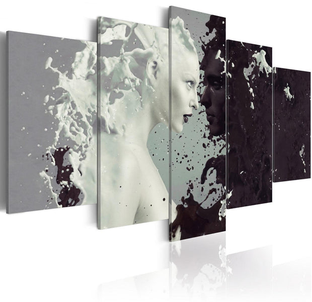 Abstract Stretched Canvas Art - Black Or White? - 5 Pieces-Tiptophomedecor