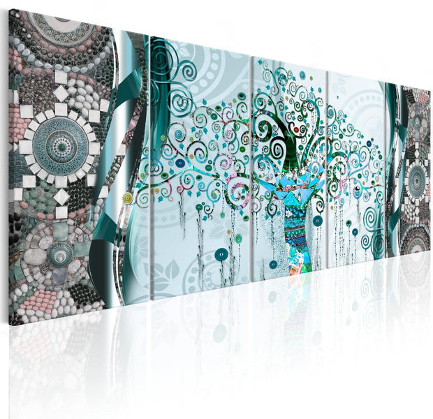 Abstract Stretched Canvas Art - Blue Tree-Tiptophomedecor