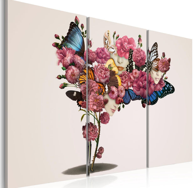 Abstract Stretched Canvas Art - Butterflies, Flowers And Carnival-Tiptophomedecor