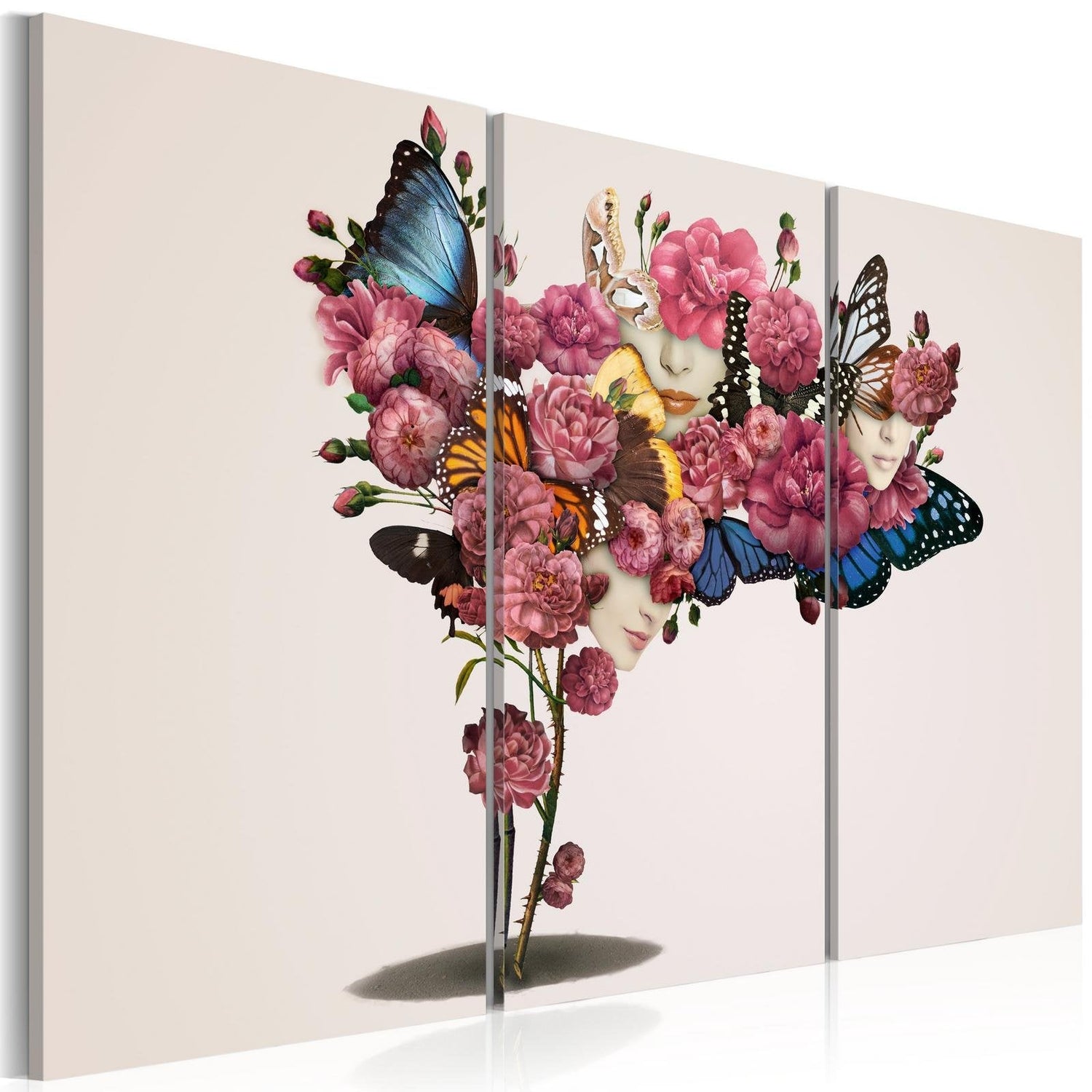 Abstract Stretched Canvas Art - Butterflies, Flowers And Carnival-Tiptophomedecor