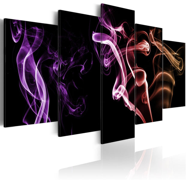 Abstract Stretched Canvas Art - Colored Smoke - 5 Pieces-Tiptophomedecor