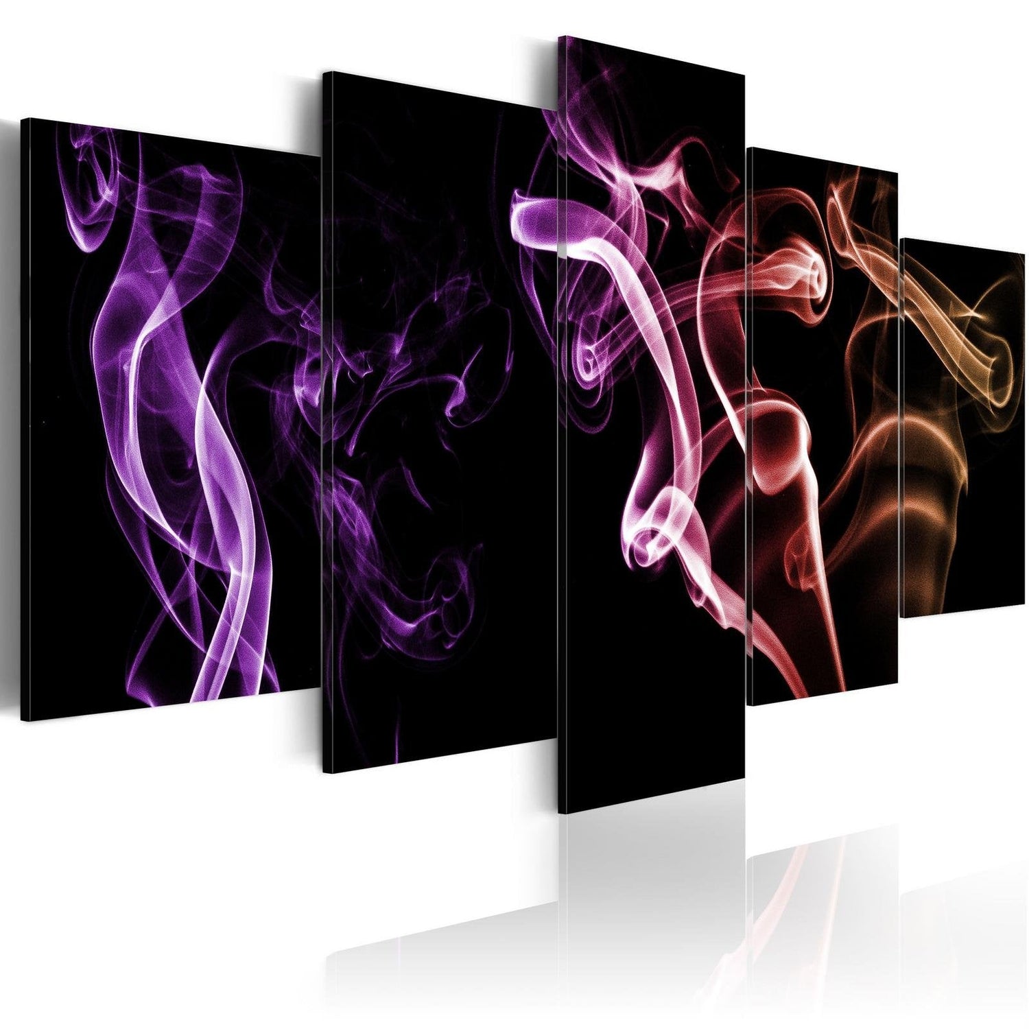Abstract Stretched Canvas Art - Colored Smoke - 5 Pieces-Tiptophomedecor