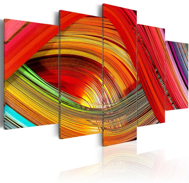 Abstract Stretched Canvas Art - Colorful Strips Abstraction-Tiptophomedecor