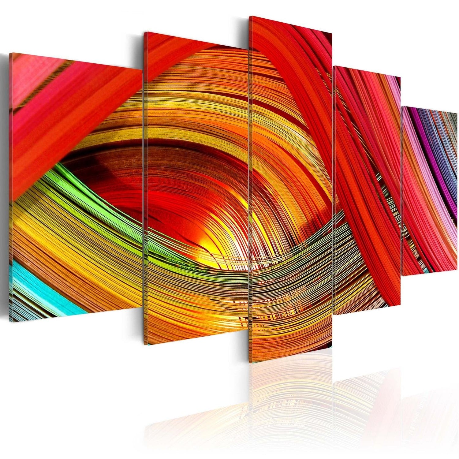 Abstract Stretched Canvas Art - Colorful Strips Abstraction-Tiptophomedecor
