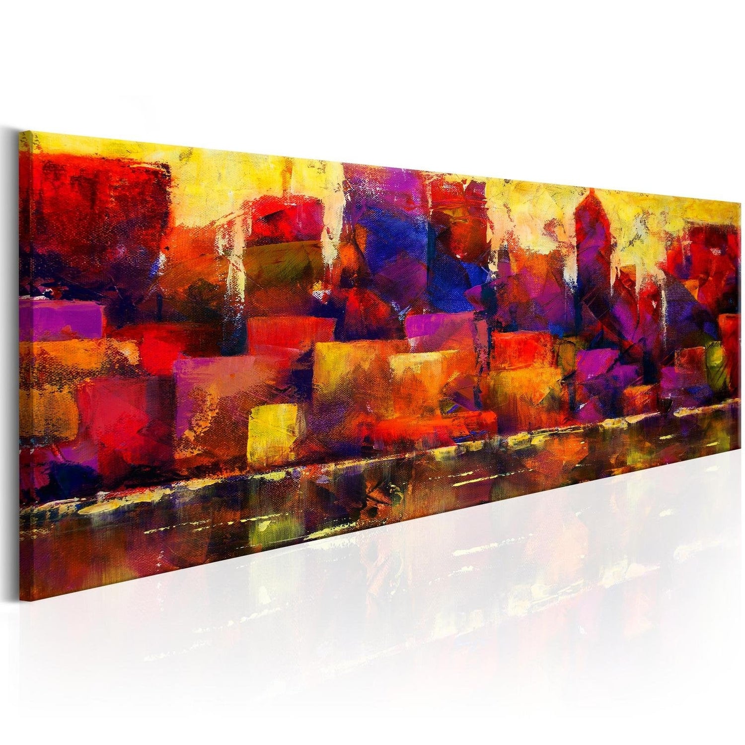 Abstract Stretched Canvas Art - Colourful City Skyline-Tiptophomedecor