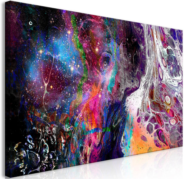 Abstract Stretched Canvas Art - Colourful Galaxy Wide-Tiptophomedecor