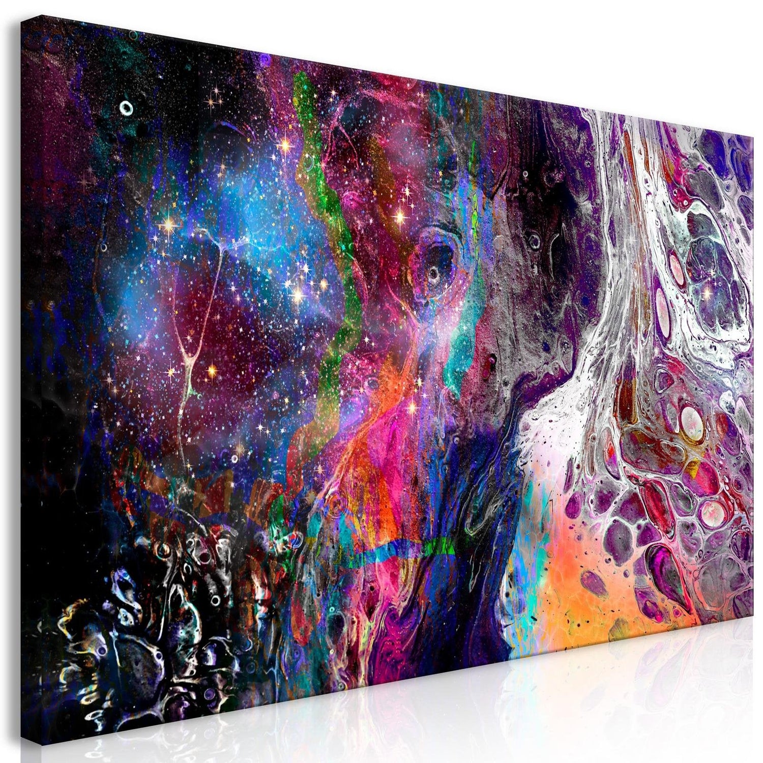 Abstract Stretched Canvas Art - Colourful Galaxy Wide-Tiptophomedecor