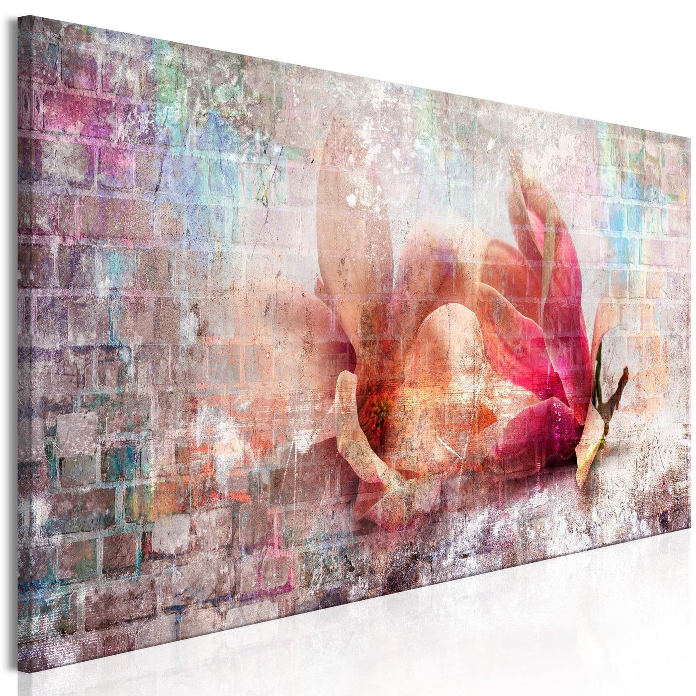 Abstract Stretched Canvas Art - Colourful Magnolias Narrow-Tiptophomedecor
