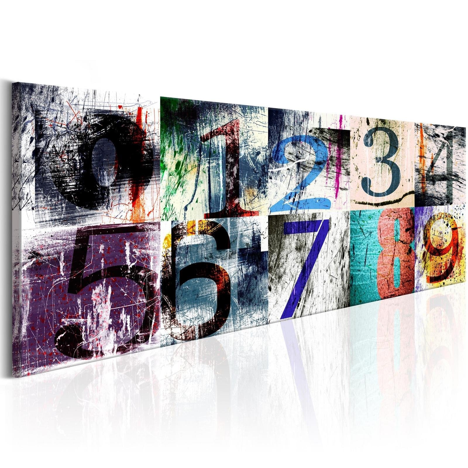 Abstract Stretched Canvas Art - Colourful Numbers-Tiptophomedecor