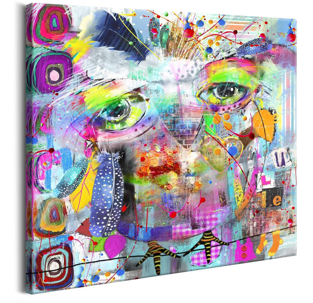 Abstract Stretched Canvas Art - Colourful Owl-Tiptophomedecor