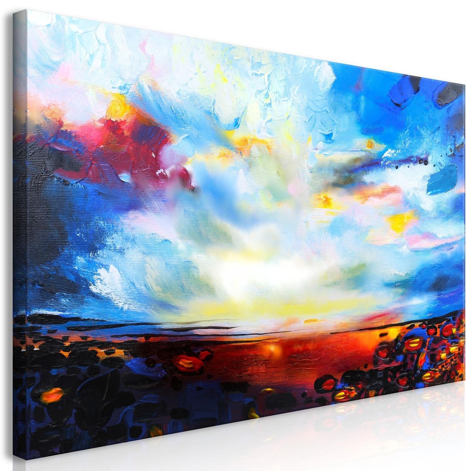 Abstract Stretched Canvas Art - Colourful Sky Wide-Tiptophomedecor