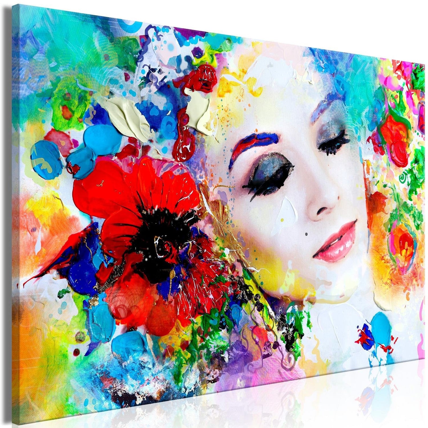 Abstract Stretched Canvas Art - Colourful Thoughts Wide-Tiptophomedecor