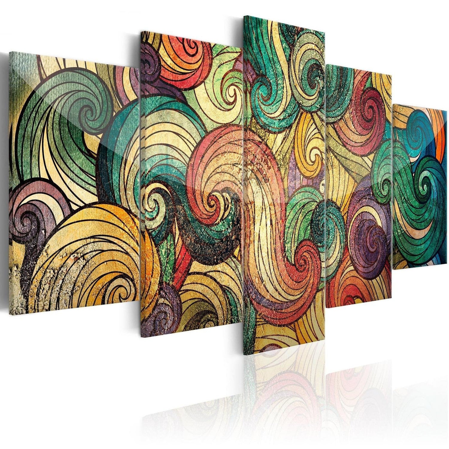 Abstract Stretched Canvas Art - Colourful Waves-Tiptophomedecor