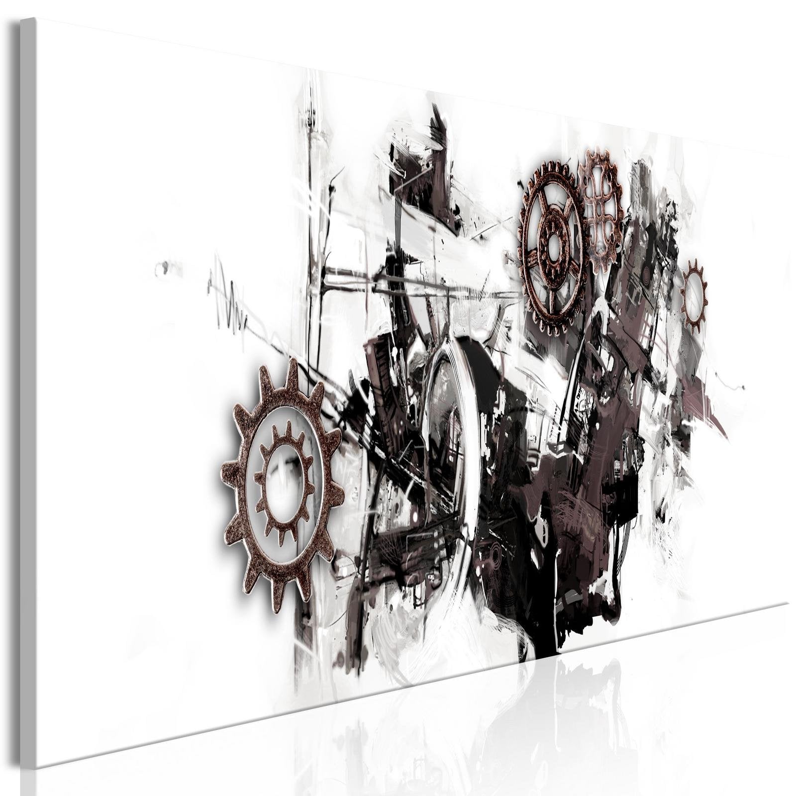 Abstract Stretched Canvas Art - Complicated Machine Narrow-Tiptophomedecor