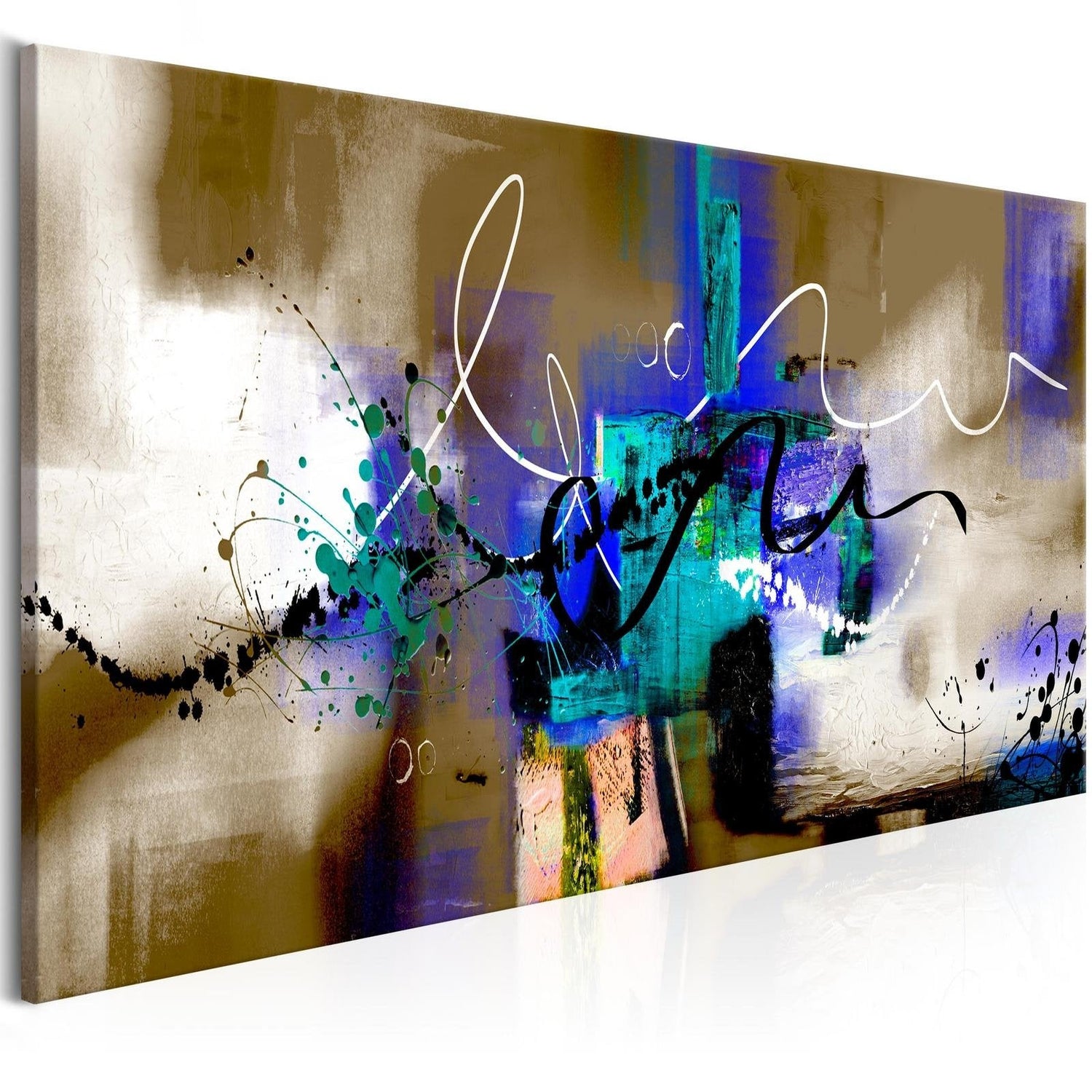 Abstract Stretched Canvas Art - Crazy Serpentines Brown Narrow-Tiptophomedecor