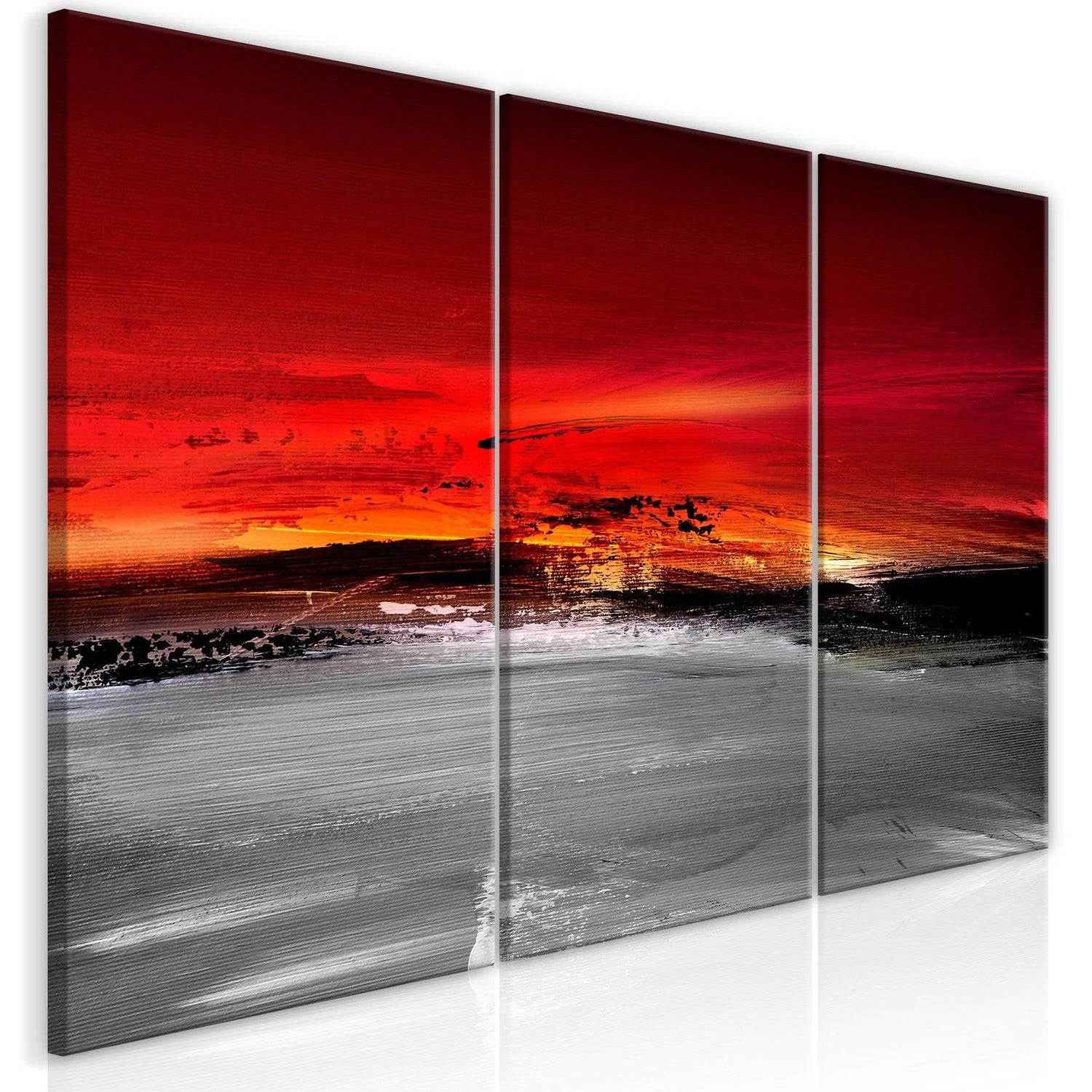 Abstract Stretched Canvas Art - Crimson Landscape-Tiptophomedecor
