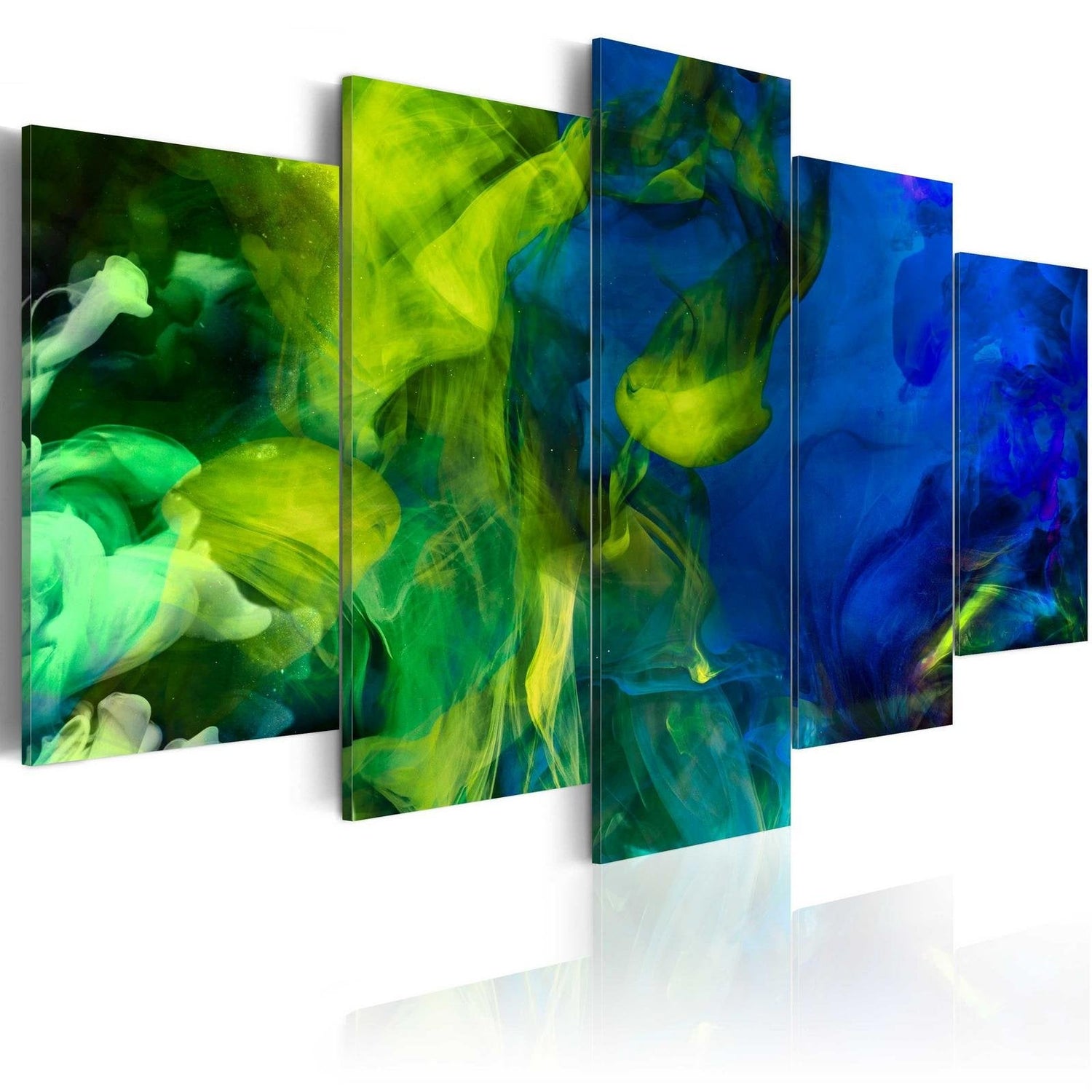 Abstract Stretched Canvas Art - Dance Of Green Flames-Tiptophomedecor