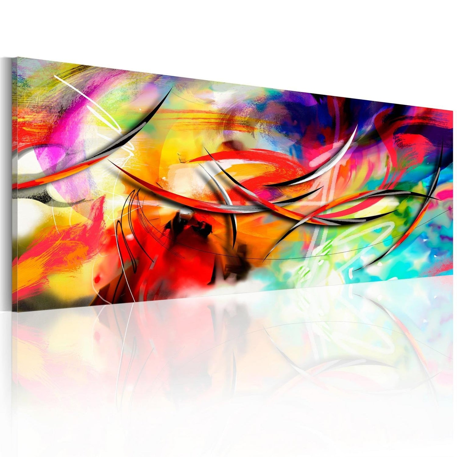 Abstract Stretched Canvas Art - Dance Of The Rainbow-Tiptophomedecor