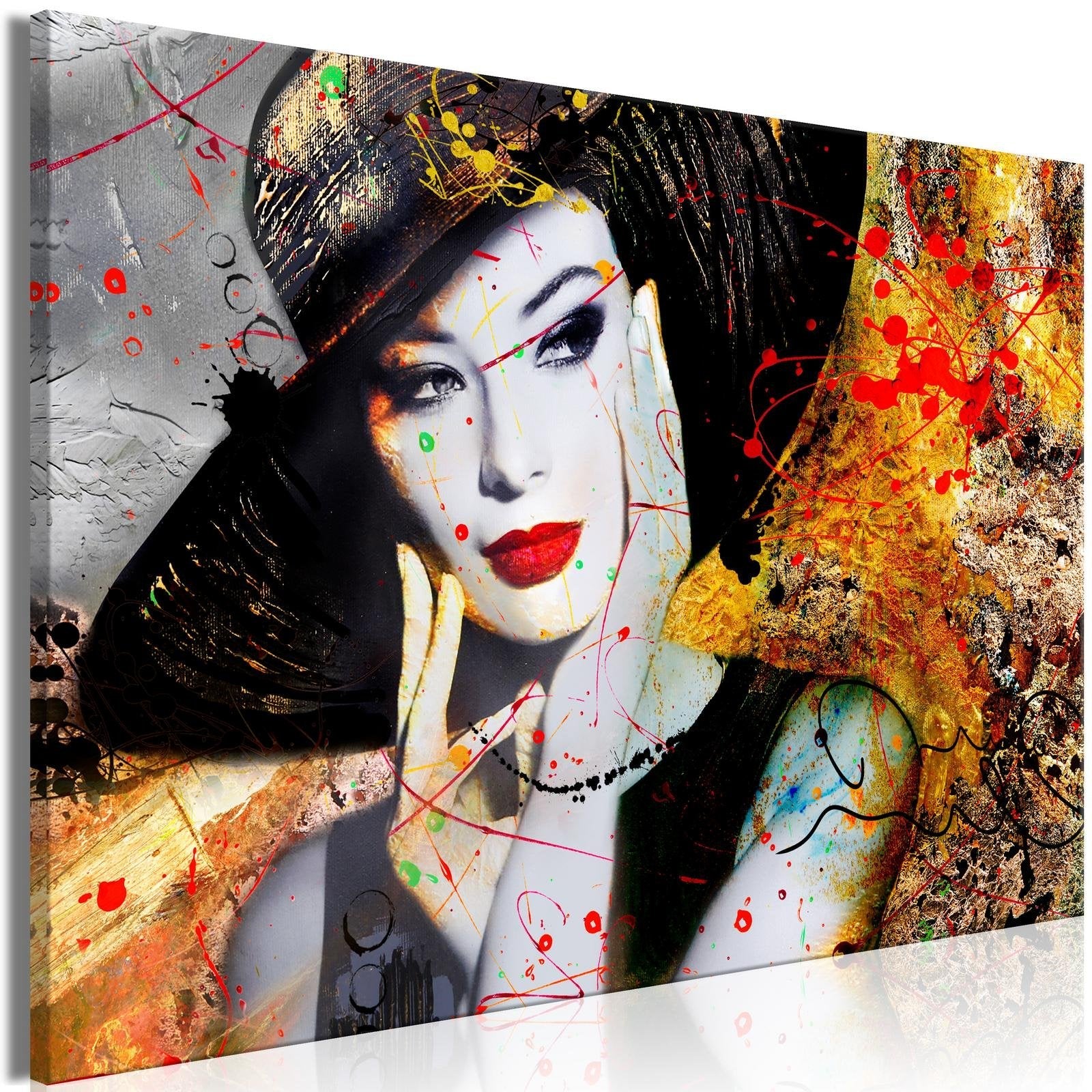 Abstract Stretched Canvas Art - Elegant Lady Wide-Tiptophomedecor