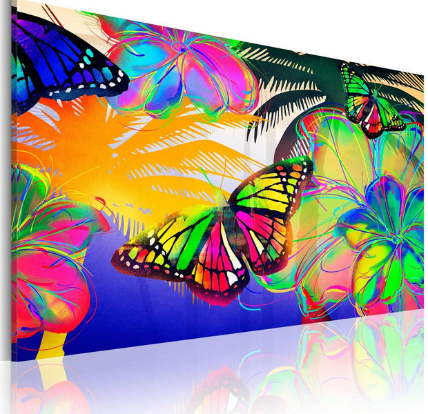 Abstract Stretched Canvas Art - Exotic Butterflies-Tiptophomedecor