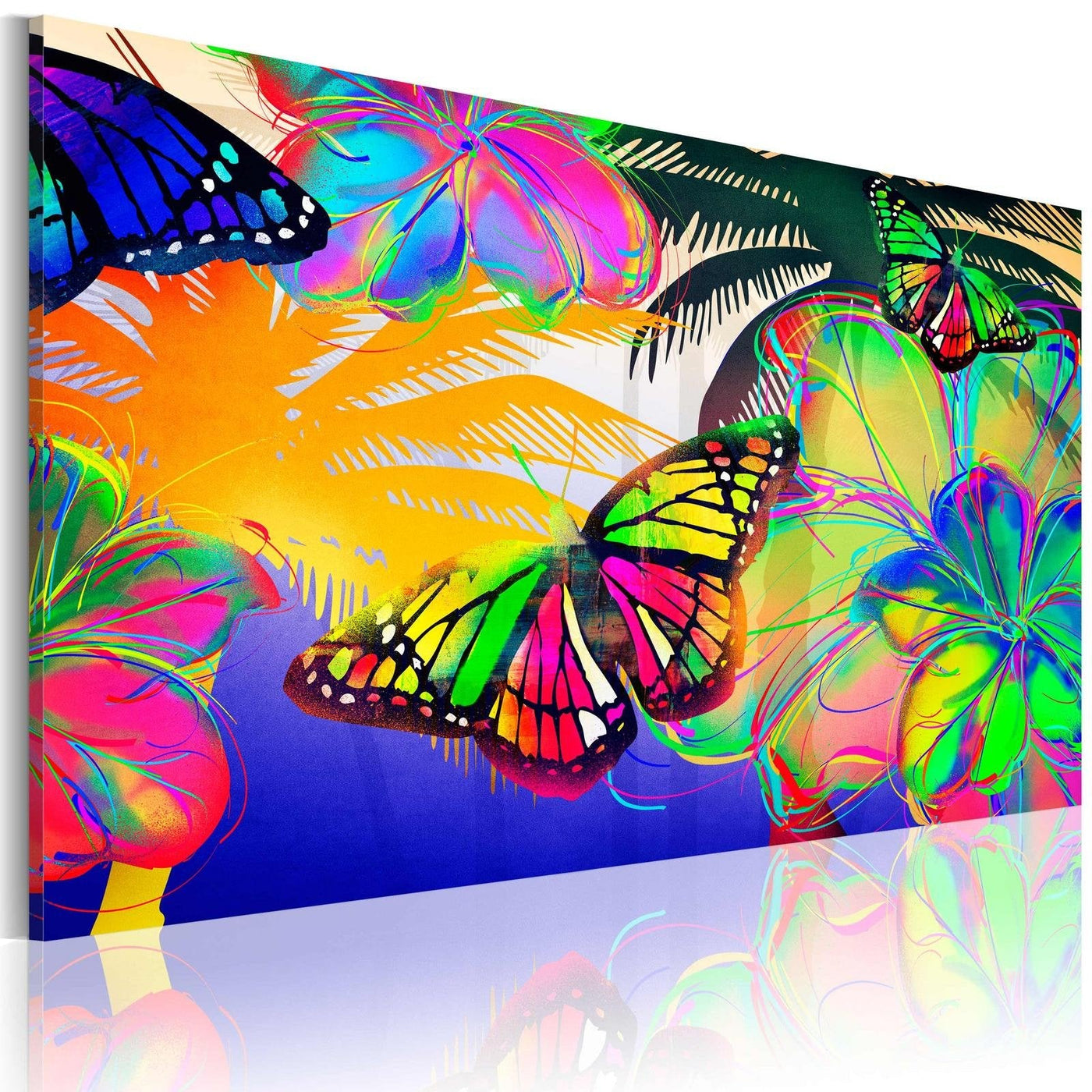 Abstract Stretched Canvas Art - Exotic Butterflies-Tiptophomedecor
