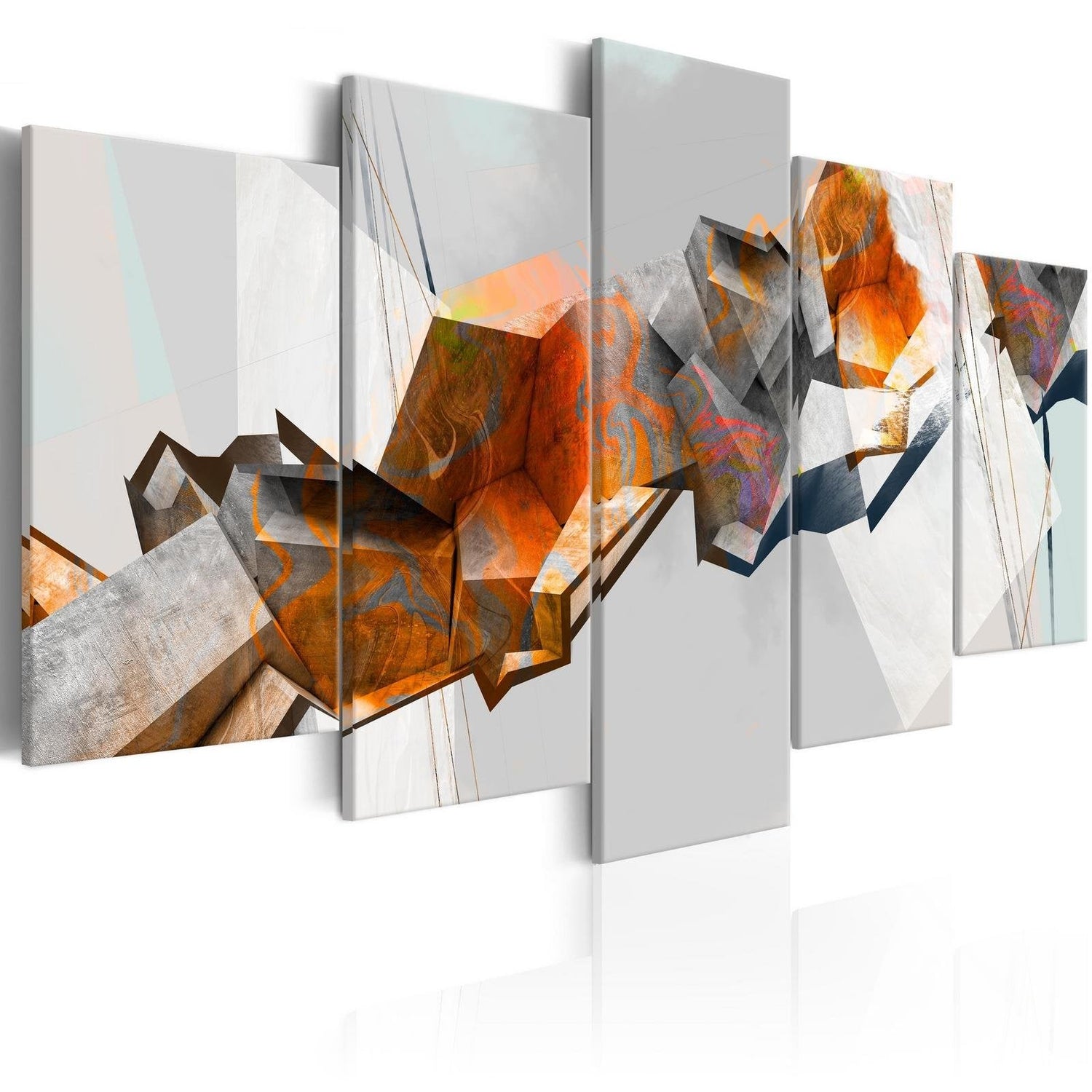 Abstract Stretched Canvas Art - Fiery Blocks-Tiptophomedecor