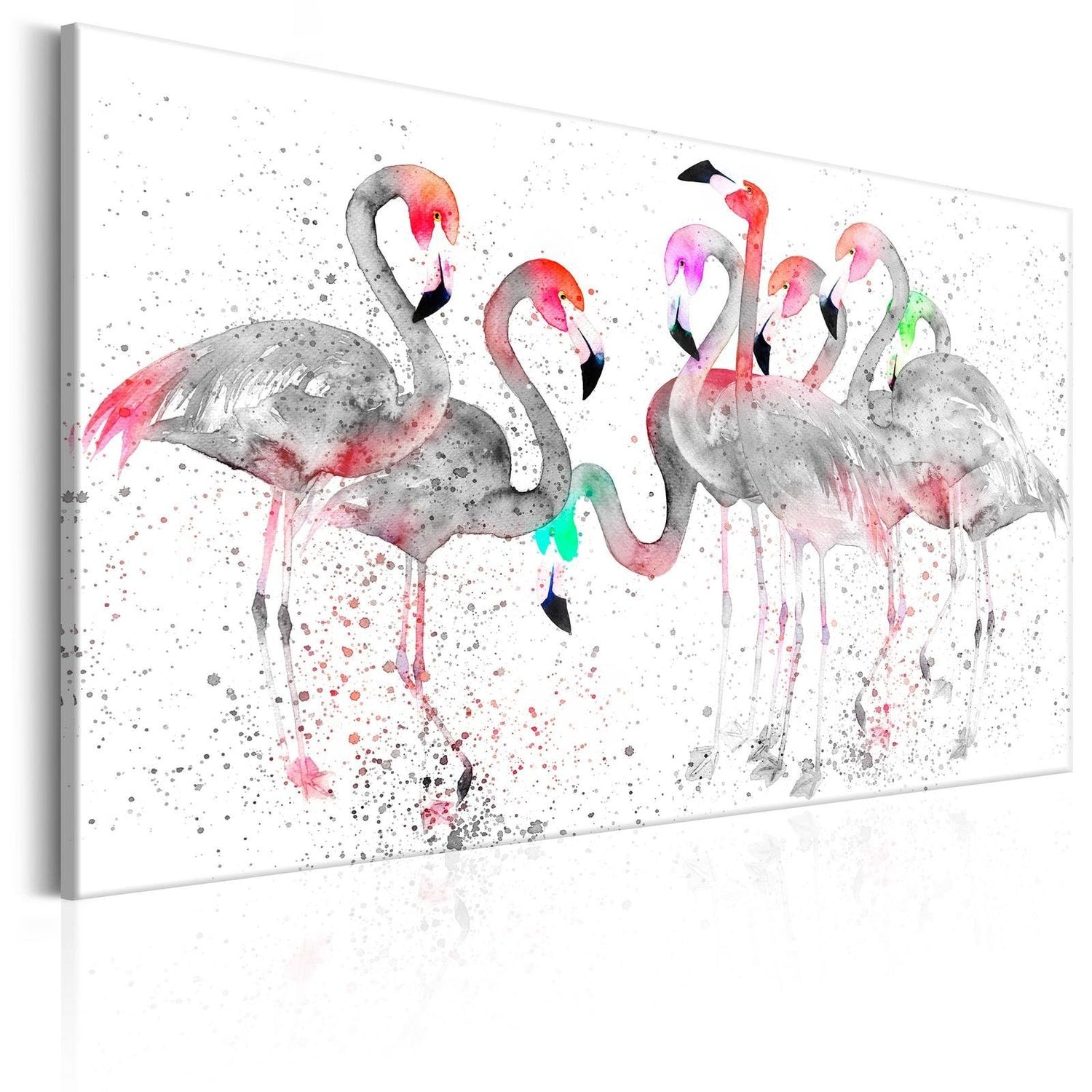 Abstract Stretched Canvas Art - Flamingoes Dance-Tiptophomedecor