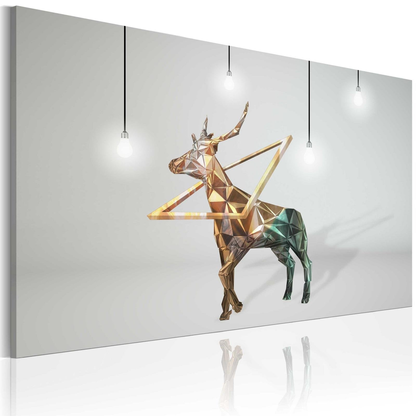 Abstract Stretched Canvas Art - Golden Deer-Tiptophomedecor