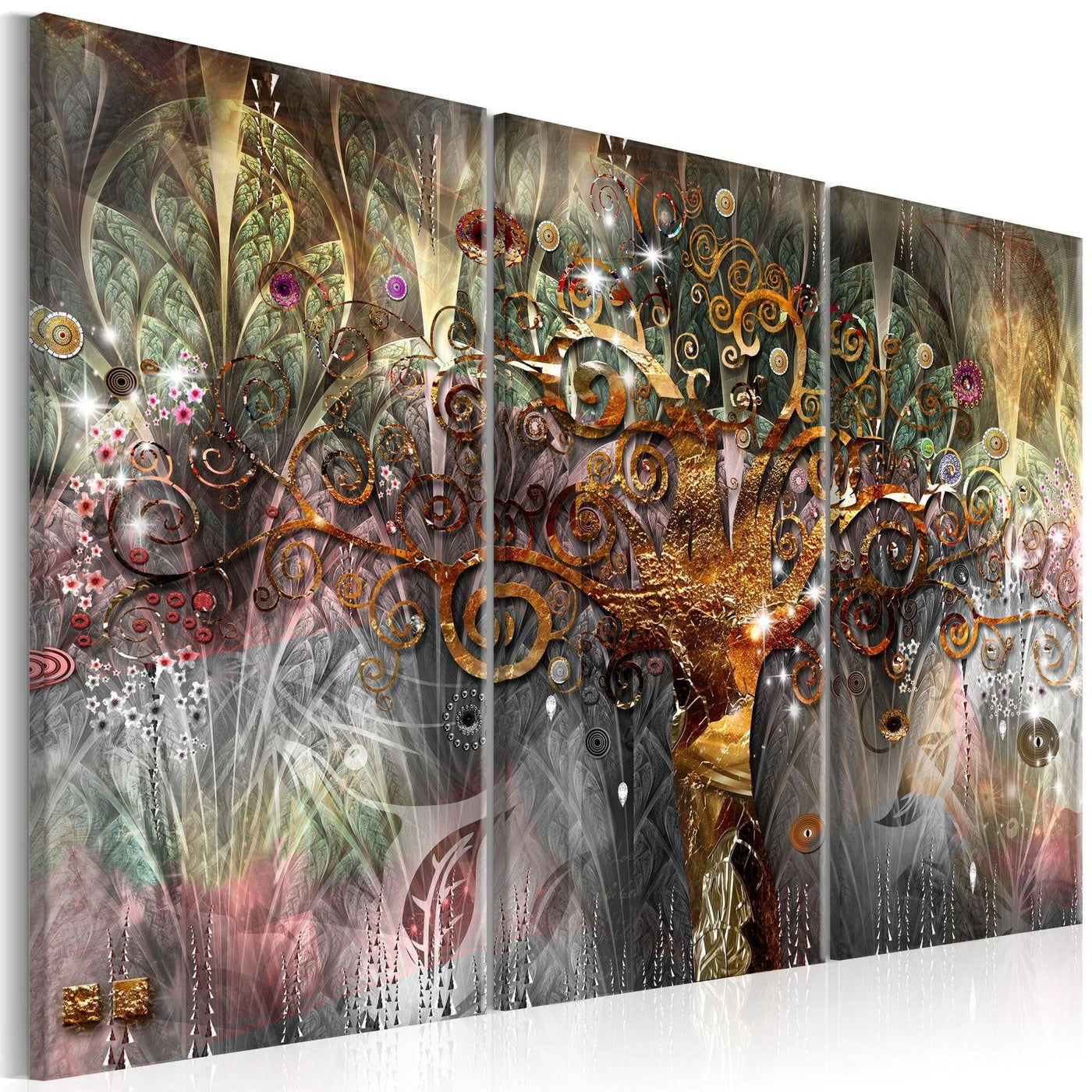Abstract Stretched Canvas Art - Golden Tree I-Tiptophomedecor