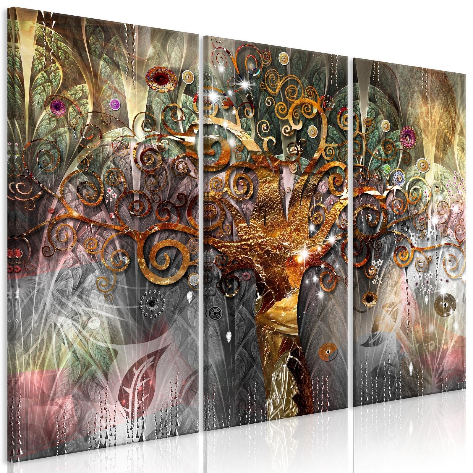 Abstract Stretched Canvas Art - Golden Tree-Tiptophomedecor