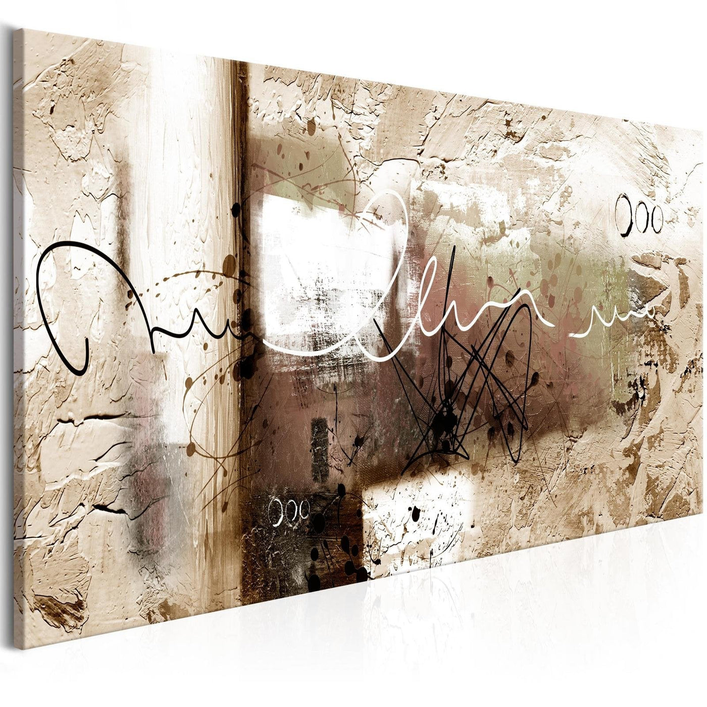 Abstract Stretched Canvas Art - Hammer Beige Narrow-Tiptophomedecor