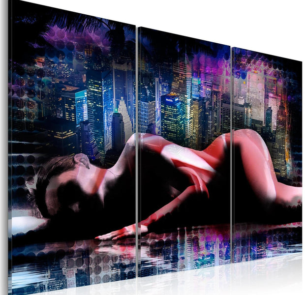 Abstract Stretched Canvas Art - Intimacy In The Big City-Tiptophomedecor