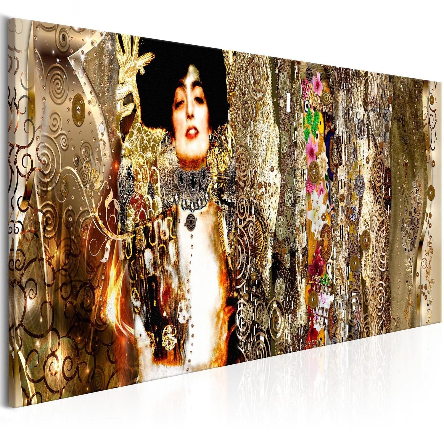 Abstract Stretched Canvas Art - Judith And Flowers Narrow-Tiptophomedecor